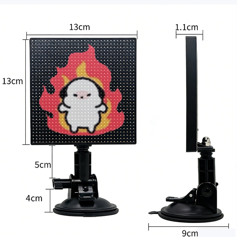 App per auto con LED per lunotto posteriore, Bluetooth, display colorato, decorazione per desktop, orologio con schermo pixel_voghion.com