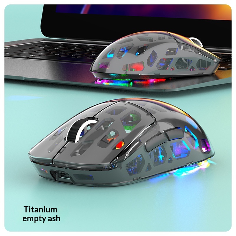 Mouse wireless Bluetooth Viper BM560, tri-mode, trasparente, con illuminazione RGB, 2.4G, ideale per computer, ufficio, gaming ed e-sport._voghion.com
