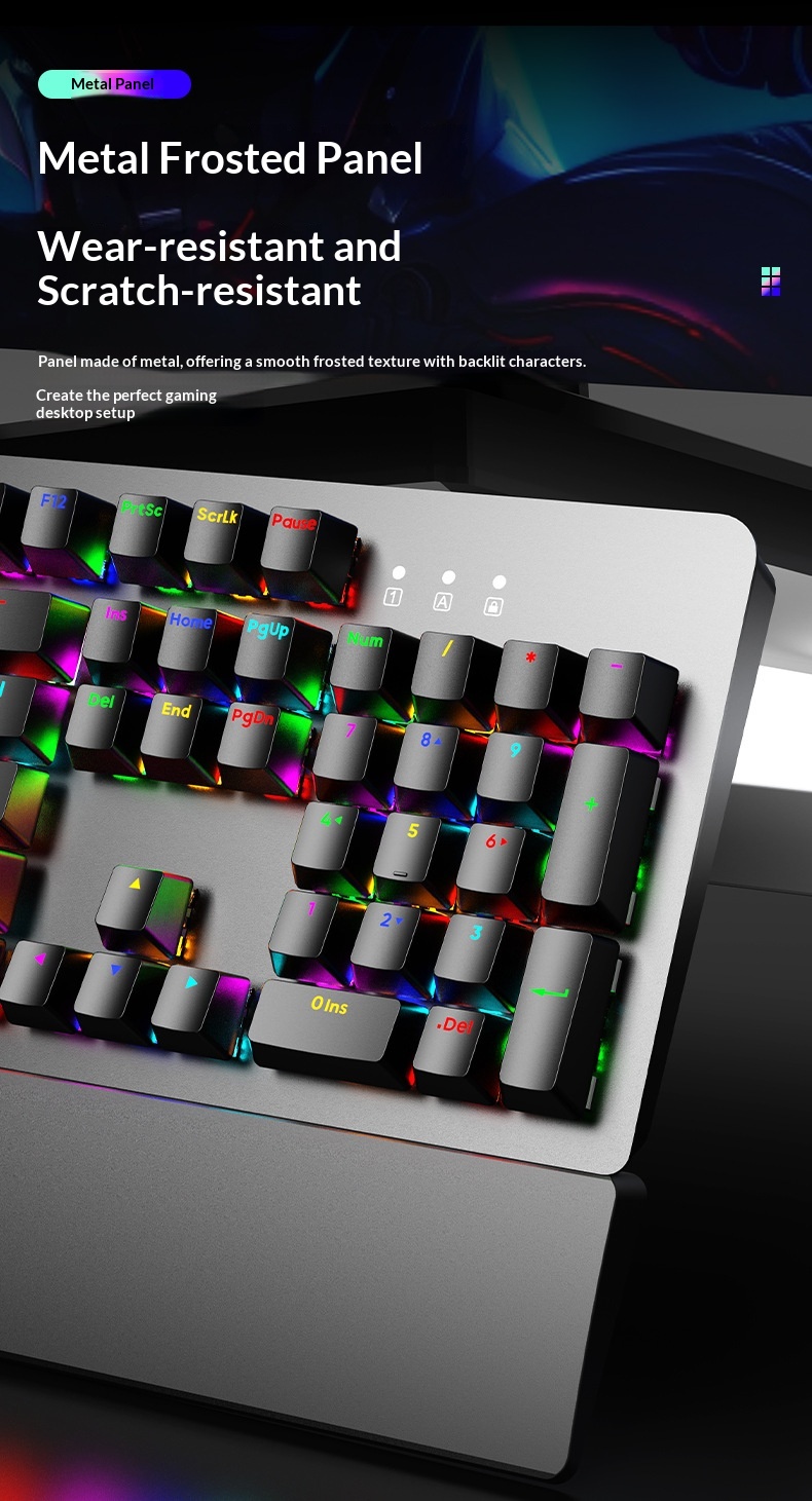 SOREX AK104 Blue Tea Switch Gaming Computer Wired Office RGB Backlit Mechanical Keyboard_voghion.com