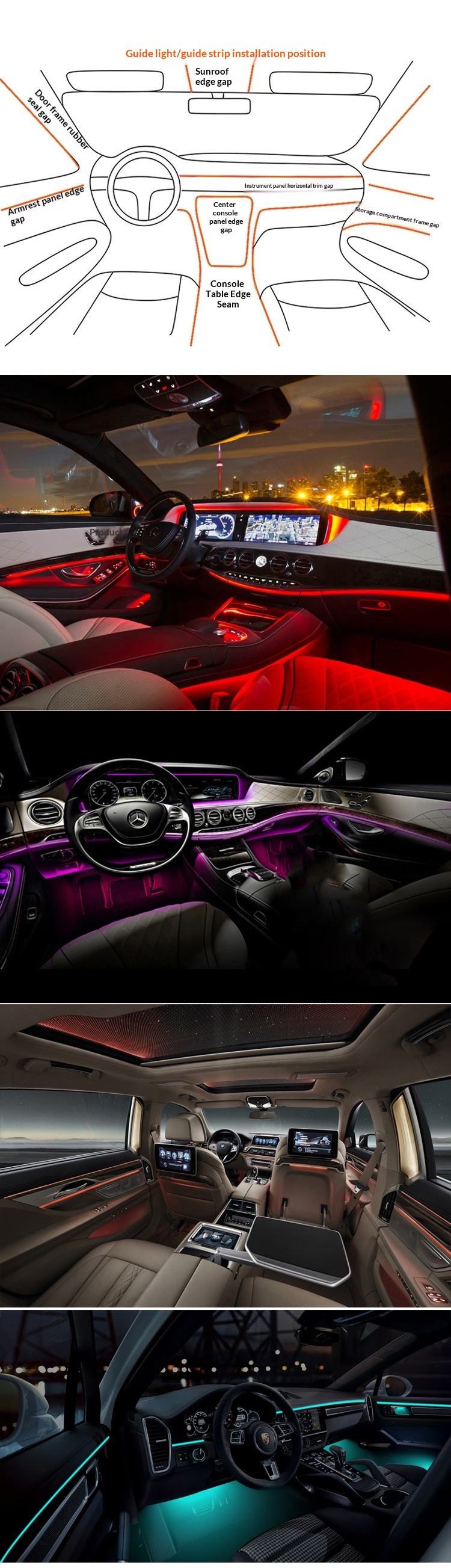 Lumière décorative LED froide pour voiture, ambiance intérieure colorée, dynamique et fluide_voghion.com