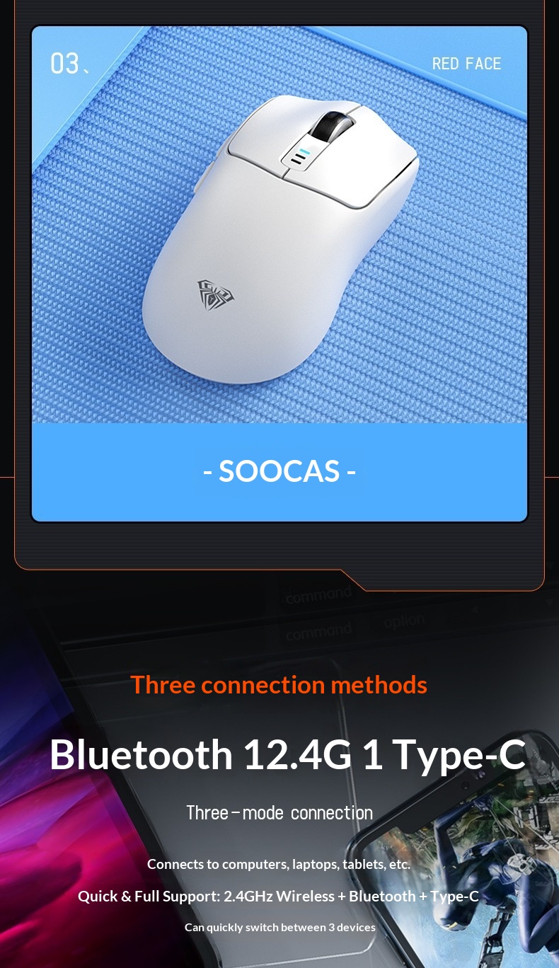 Wolf Spider SC580 Three-Mode Bluetooth 2.4g Wireless Gaming Mouse For Laptop, Desktop, And Office Use_voghion.com