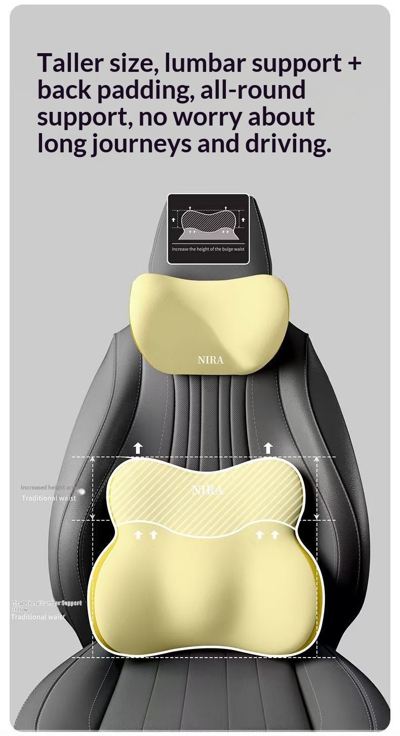 Conjunto de encosto de cabeça, almofada lombar, suporte lombar, espuma viscoelástica, travesseiro de pescoço de alta qualidade para carro_voghion.com