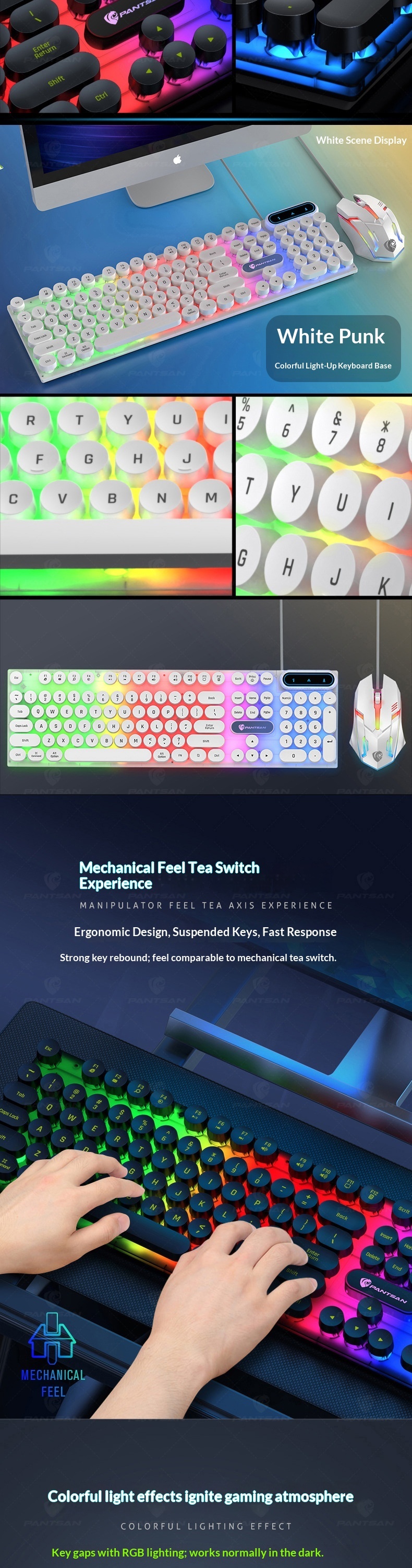 Pansen PT100 Wired Keyboard Set Gaming Office Desktop Laptop E-sports Key Mouse_voghion.com