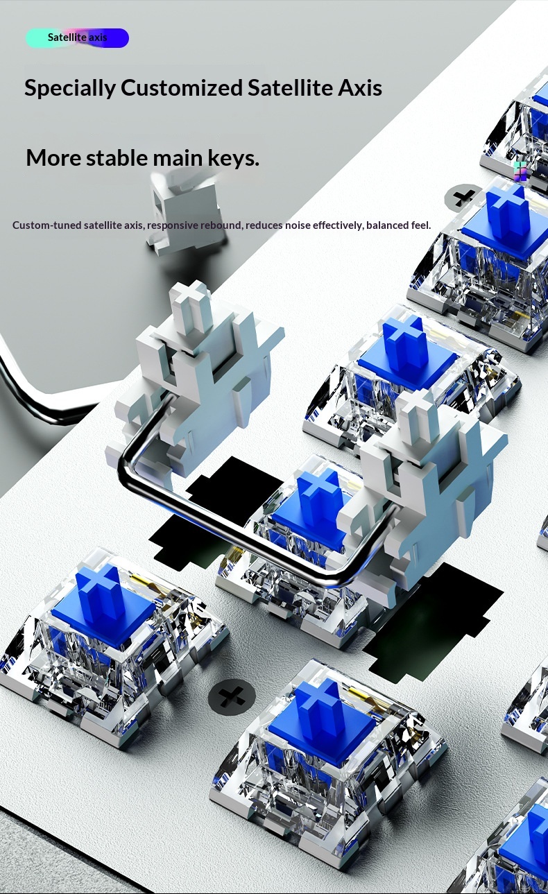 SOREX AK104 Blue Tea Switch Gaming Computer Wired Office RGB Backlit Mechanical Keyboard_voghion.com