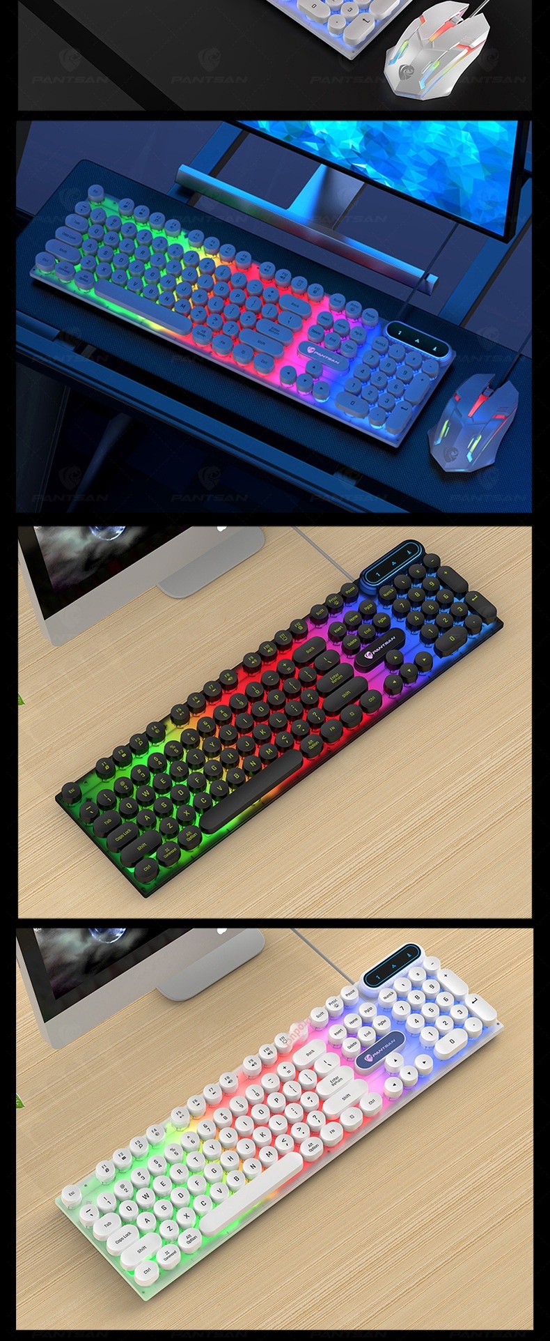 Pansen PT100 Wired Keyboard Set Gaming Office Desktop Laptop E-sports Key Mouse_voghion.com