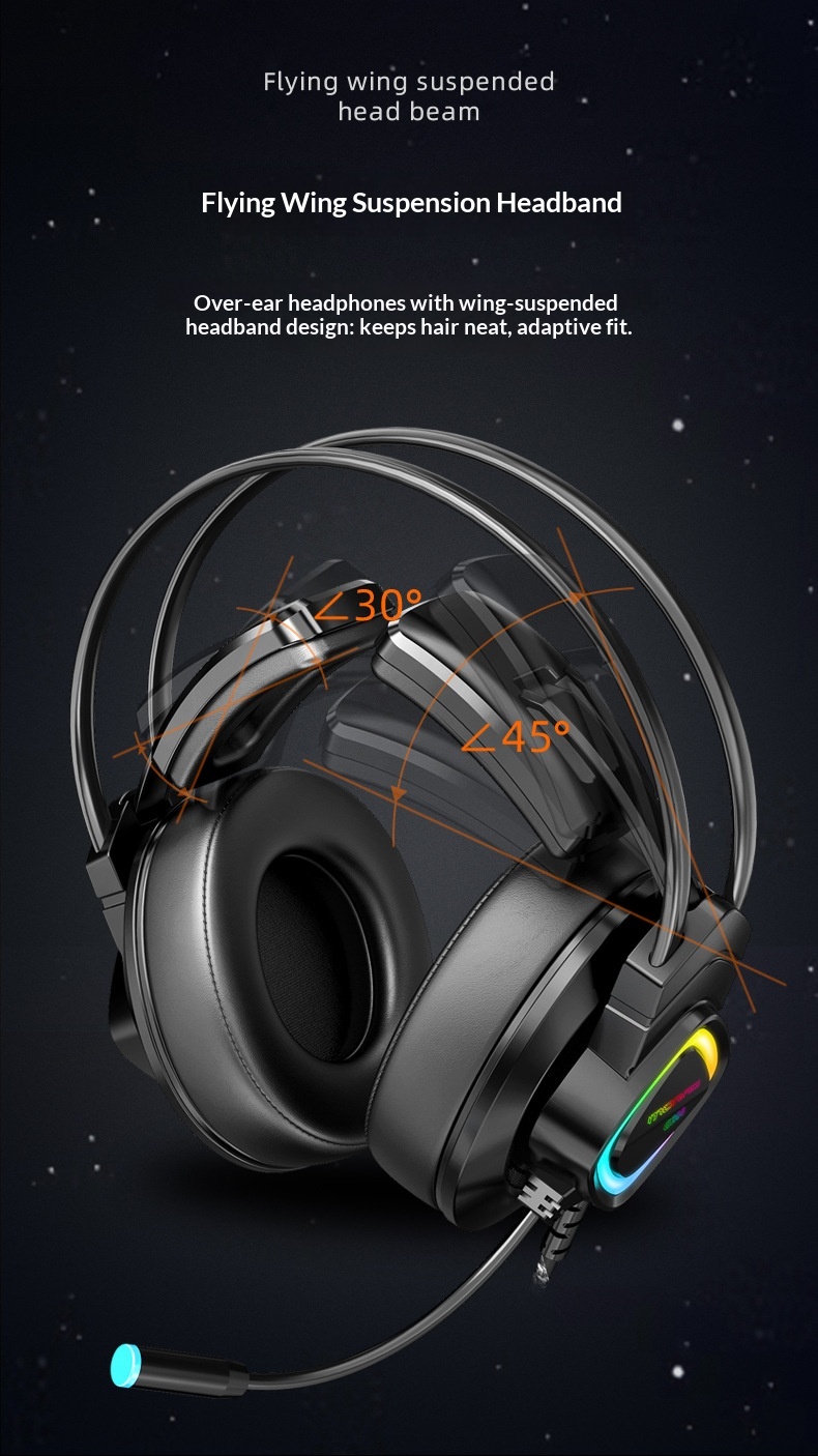 MoDi G200 Computer Over-ear Wired Headset With Microphone, 7.1-channel USB Gaming Headset, Specifically For Internet_voghion.com