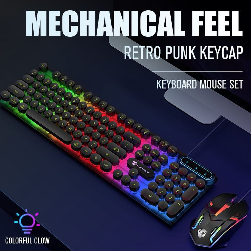 Pansen PT100 Wired Keyboard Set Gaming Office Desktop Laptop E-sports Key Mouse_voghion.com