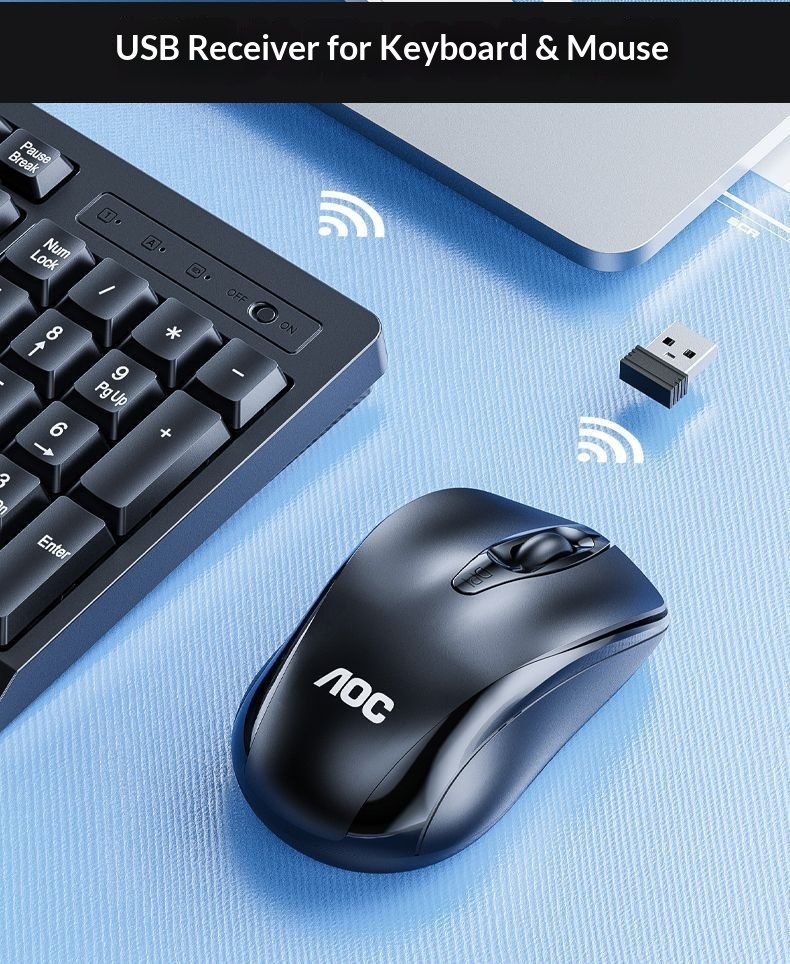 TPV AOC KM210 Wireless Keyboard Mouse Set Business Office Laptop Desktop Computer 2.4G_voghion.com