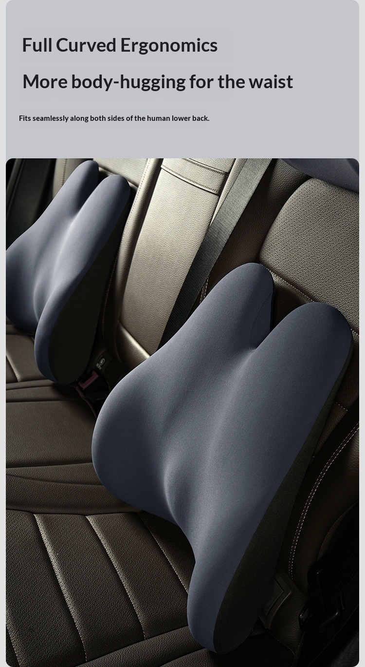 Headrest Neck Lumbar Support Memory Foam Seat Cushion Pillow Car Set_voghion.com