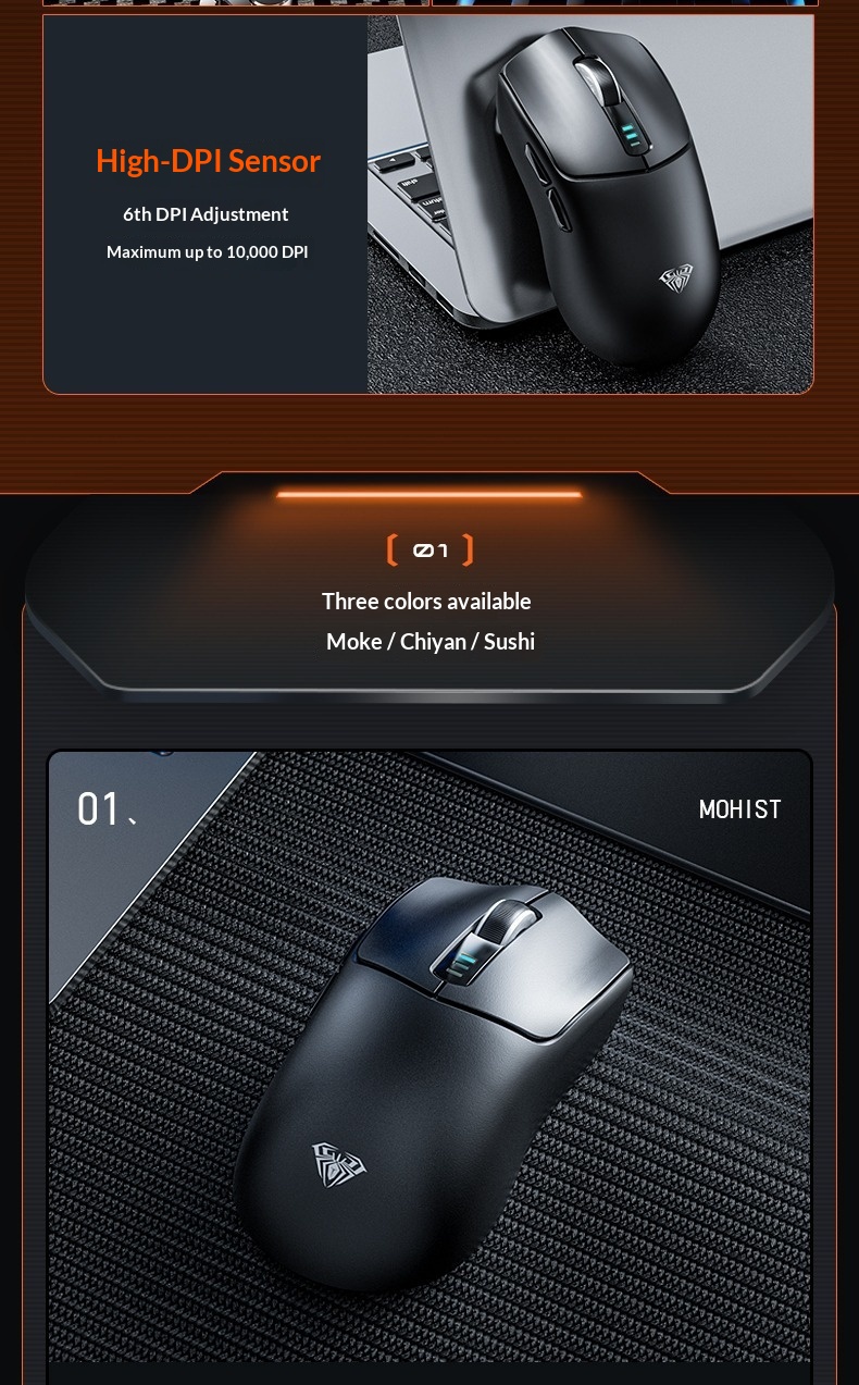 Wolf Spider SC580 Three-Mode Bluetooth 2.4g Wireless Gaming Mouse For Laptop, Desktop, And Office Use_voghion.com