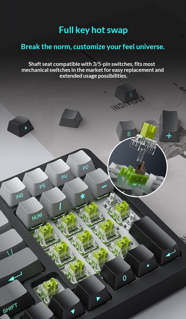 Sanju SG99 Customized Mechanical Keyboard Gasket Structure Full Key Hot-Swappable Wireless Bluetooth Tri-Mode Gaming_voghion.com