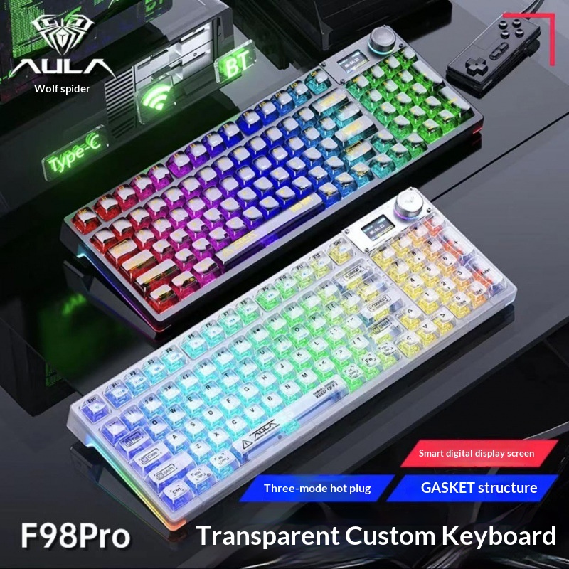 Wolf Spider F98pro, chargeur sans fil Bluetooth à trois modes avec écran, remplaçable à chaud, personnalisable et entièrement transparent_voghion.com