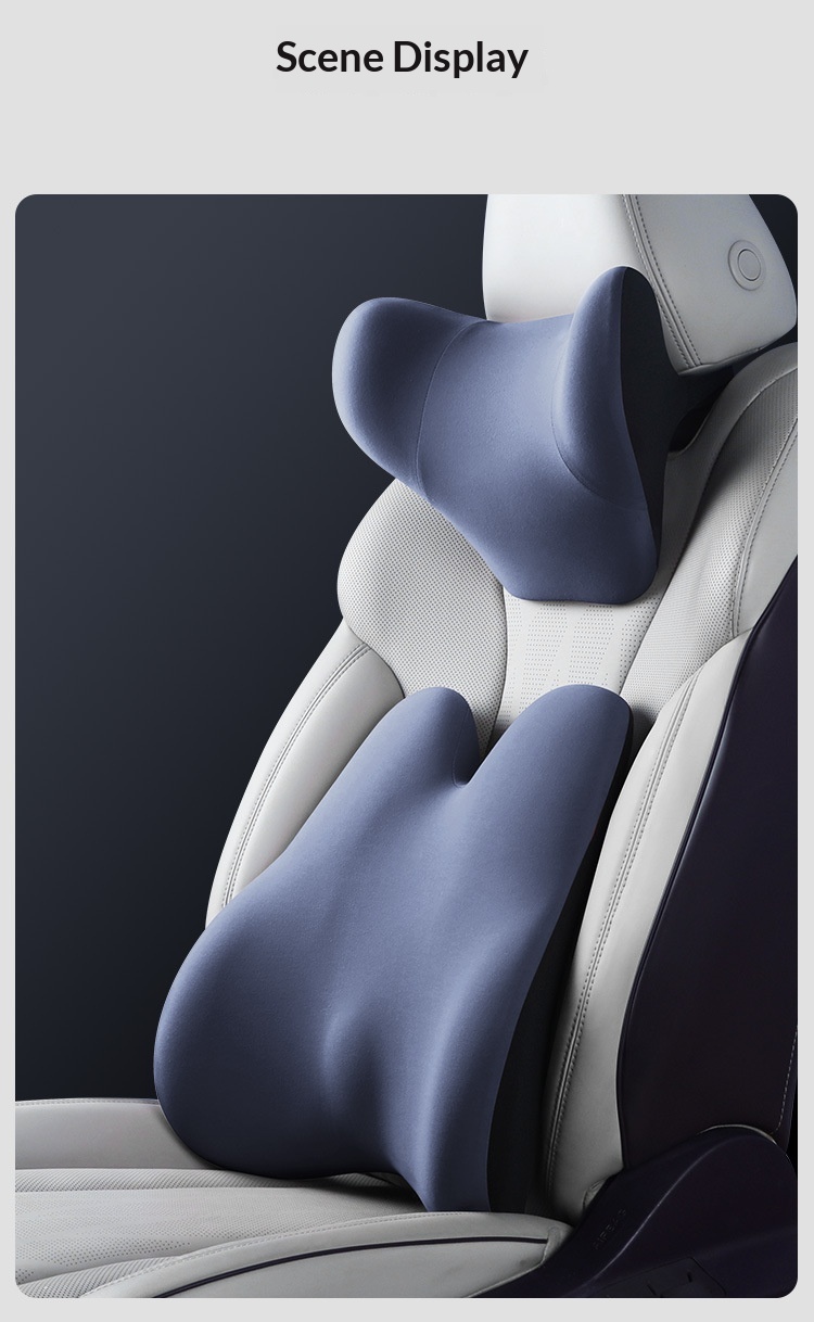 Headrest Neck Lumbar Support Memory Foam Seat Cushion Pillow Car Set_voghion.com
