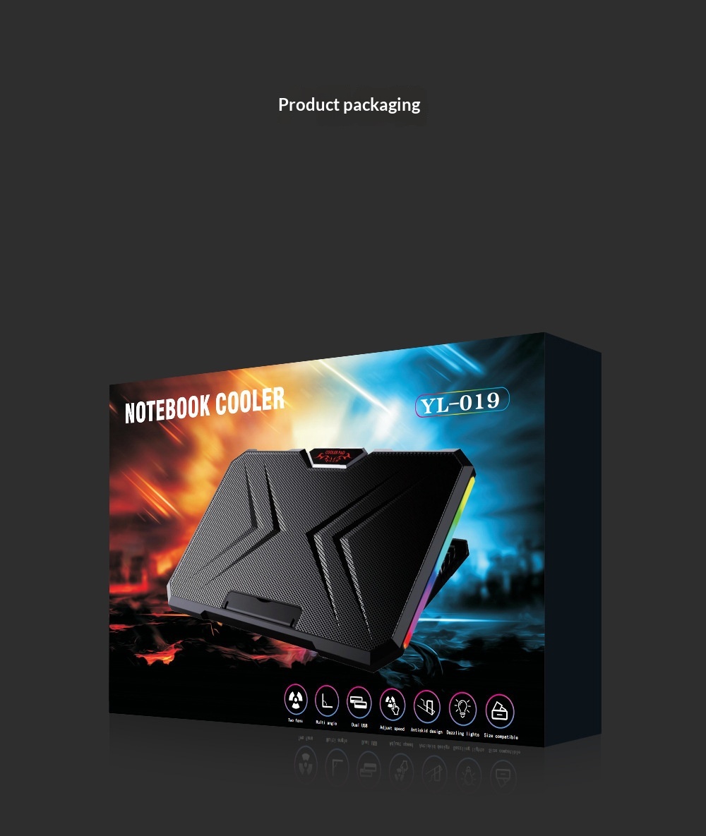 Cross-border RGB Cooler, Portable Computer Base, Large Fan Laptop Cooling Stand_voghion.com