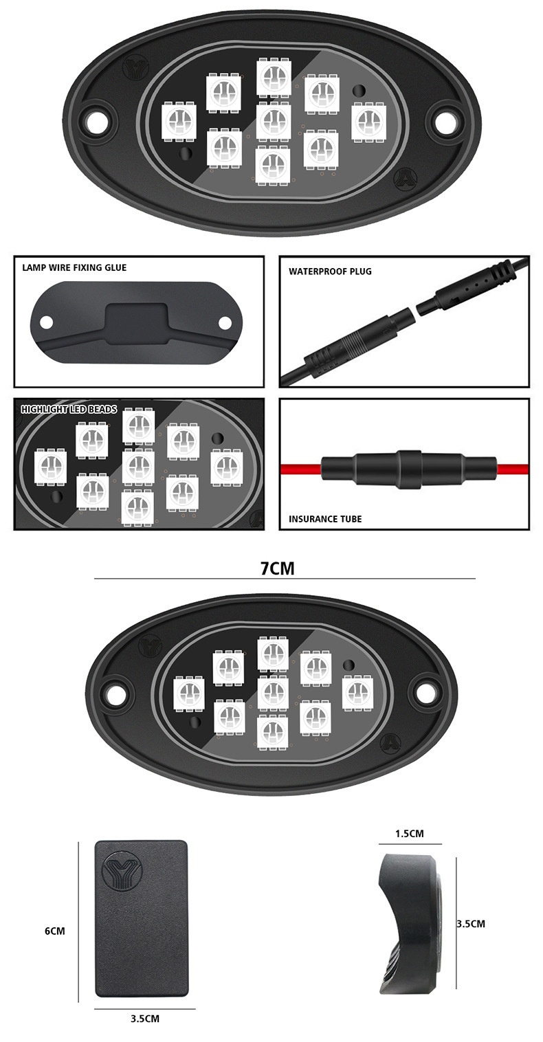 Cross-border Popular Car LED Bluetooth APP Wireless Control Ambient , Off-road Pickup Truck Underbody Modification_voghion.com