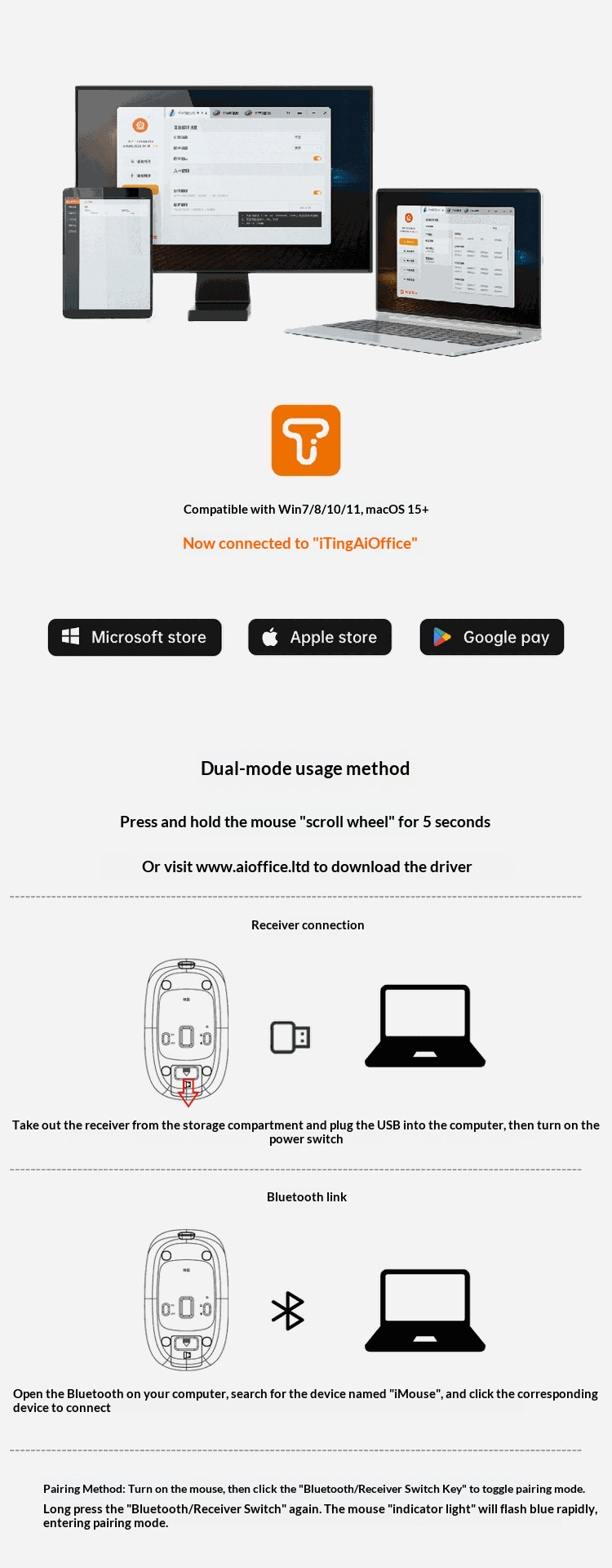 AI Intelligent Voice Bluetooth Wireless Mouse Deepseek For Writing, Form Generation, Smart PPT Creation, Rechargeable_voghion.com