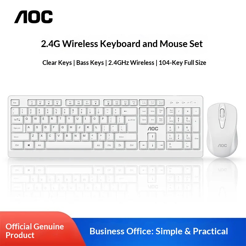 TPV AOC KM210 Wireless Keyboard Mouse Set Business Office Laptop Desktop Computer 2.4G_voghion.com