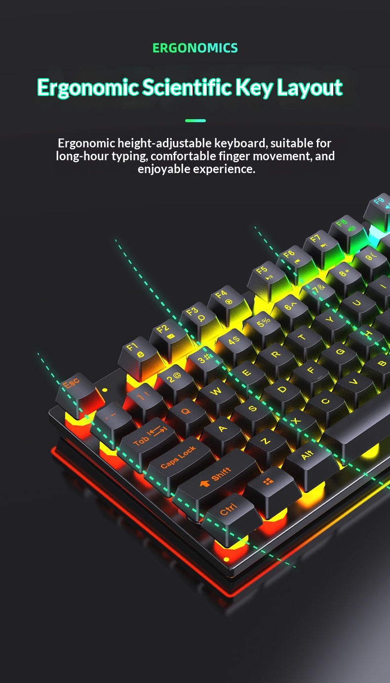 Set composto da tastiera e mouse Shibadu D500 RGB retroilluminati, con cavo USB e sensazione meccanica._voghion.com