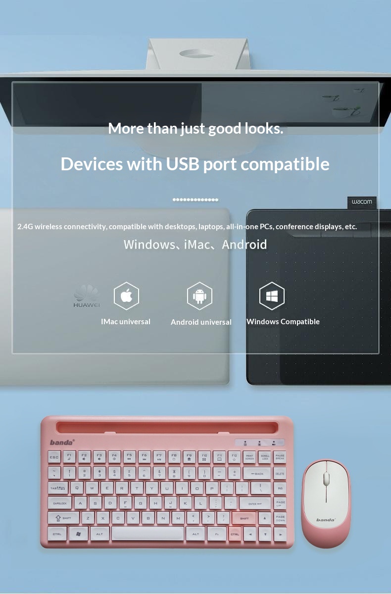 Banda Wireless Set Laptop External Chocolate Keys Power-saving Home Office Keyboard Mouse_voghion.com