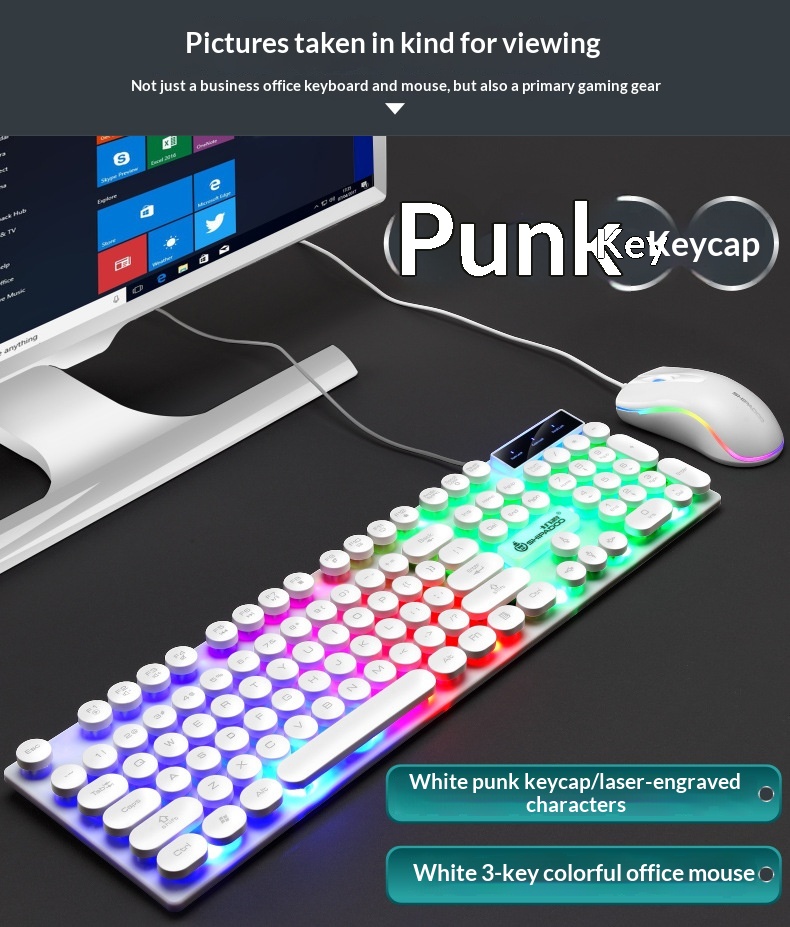 Set composto da tastiera e mouse Shibadu D500 RGB retroilluminati, con cavo USB e sensazione meccanica._voghion.com