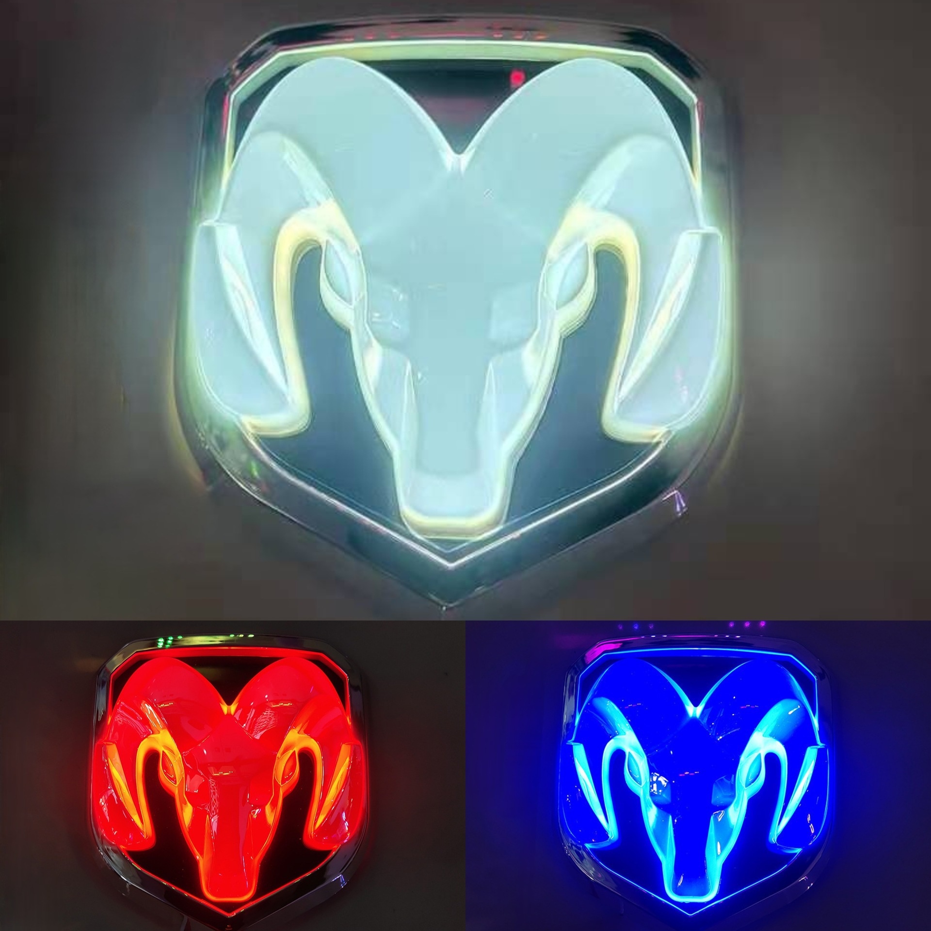 Suitable For Dodge Ram Grille Bright DODGE Illuminated Logo, Front Rear Emblem, LED Car Logo Light_voghion.com