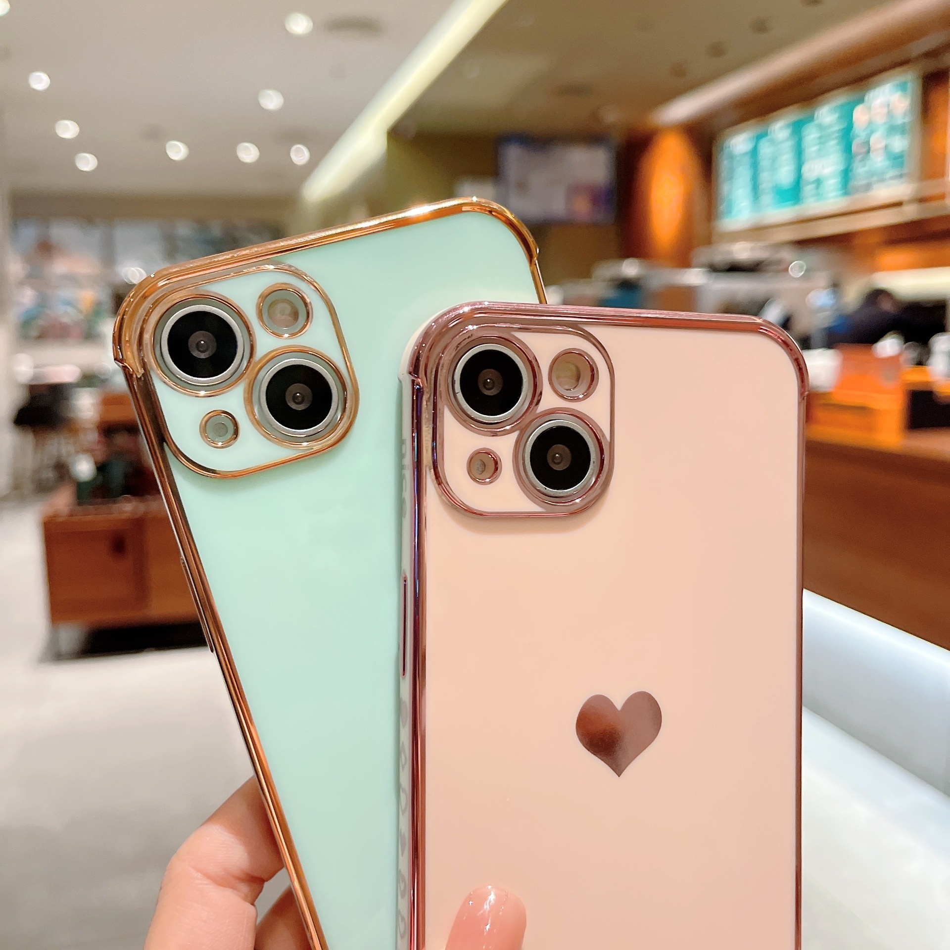 Suitable For 17/8PLUS Electroplated Side Heart-shaped IPhone16E/13PRO Phone Case XR Protective Soft Cover_voghion.com