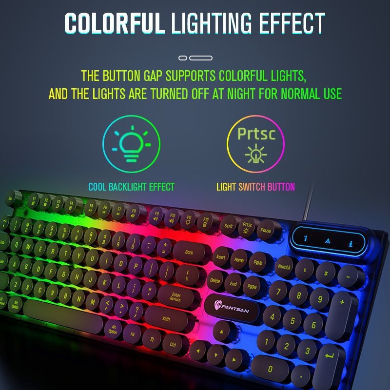 Pansen PT100 Wired Keyboard Set Gaming Office Desktop Laptop E-sports Key Mouse_voghion.com