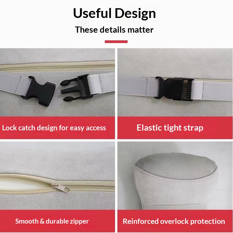 Almofada de espuma viscoelástica para apoio cervical, ideal para carro, assento e para dormir. Personalizável._voghion.com