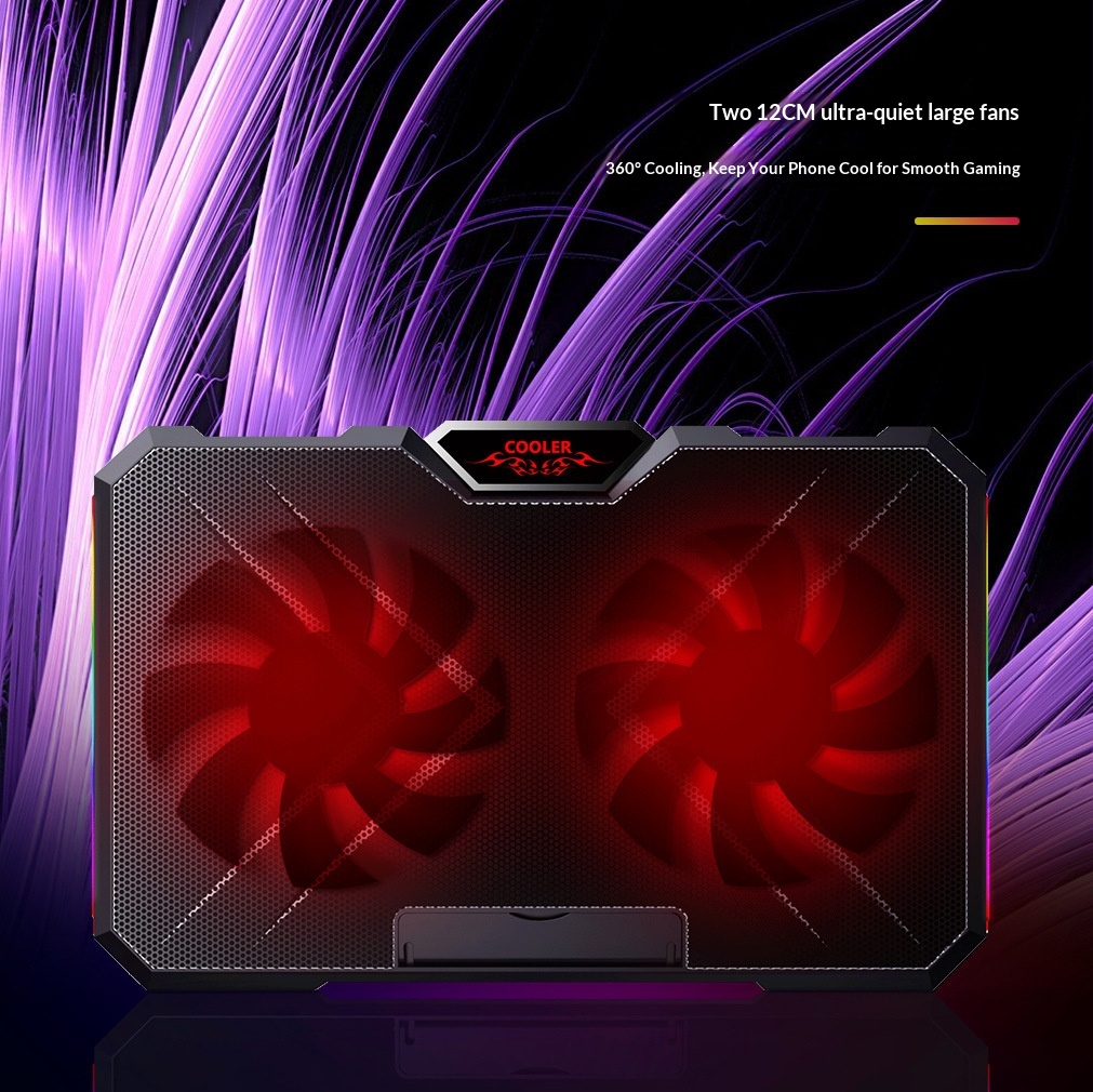 Cross-border RGB Cooler, Portable Computer Base, Large Fan Laptop Cooling Stand_voghion.com