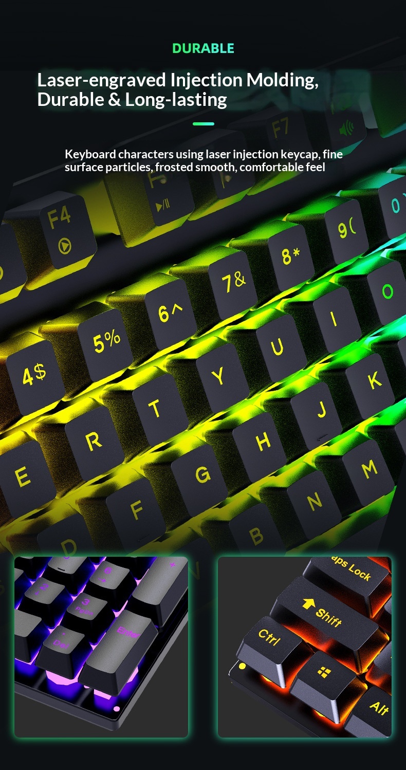 Set composto da tastiera e mouse Shibadu D500 RGB retroilluminati, con cavo USB e sensazione meccanica._voghion.com