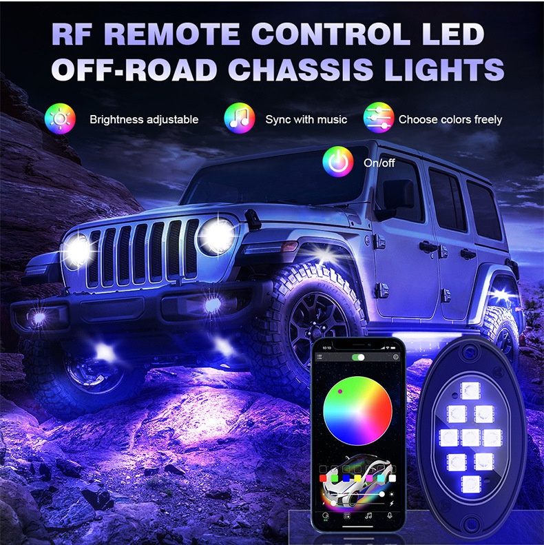 Cross-border Popular Car LED Bluetooth APP Wireless Control Ambient , Off-road Pickup Truck Underbody Modification_voghion.com