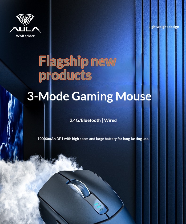 Wolf Spider SC580 Three-Mode Bluetooth 2.4g Wireless Gaming Mouse For Laptop, Desktop, And Office Use_voghion.com