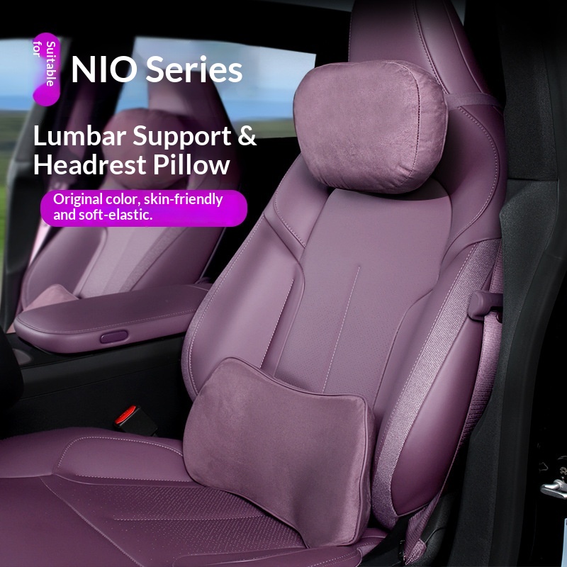 Suitable For Weilai ET5T EC6 ES6 Suede Headrest Lumbar Support Seat Back Cushion Neck Pillow Car Interior Accessories_voghion.com