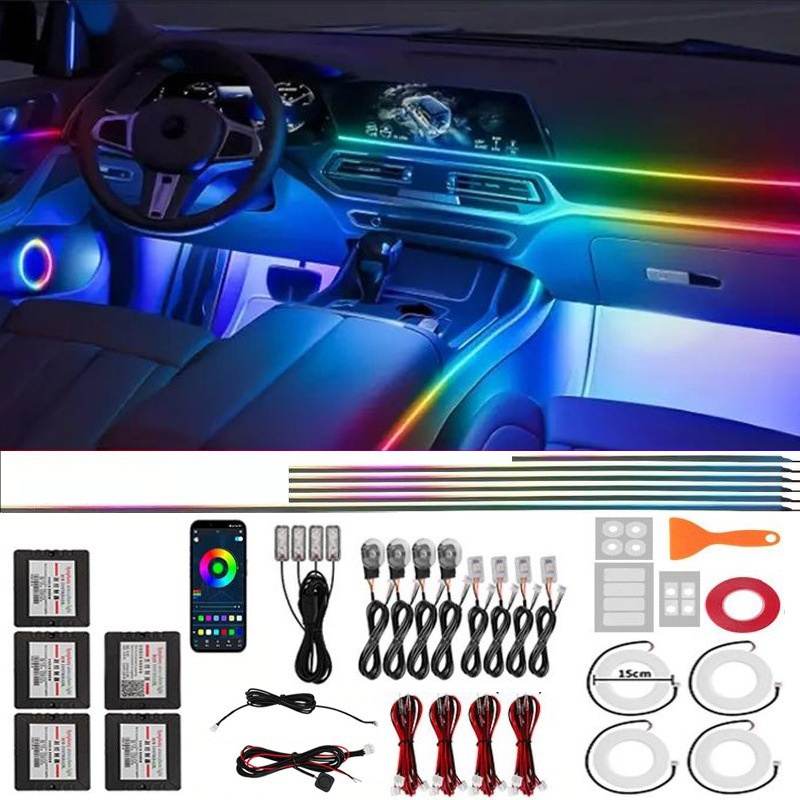 Lumière décorative LED froide pour voiture, ambiance intérieure colorée, dynamique et fluide_voghion.com