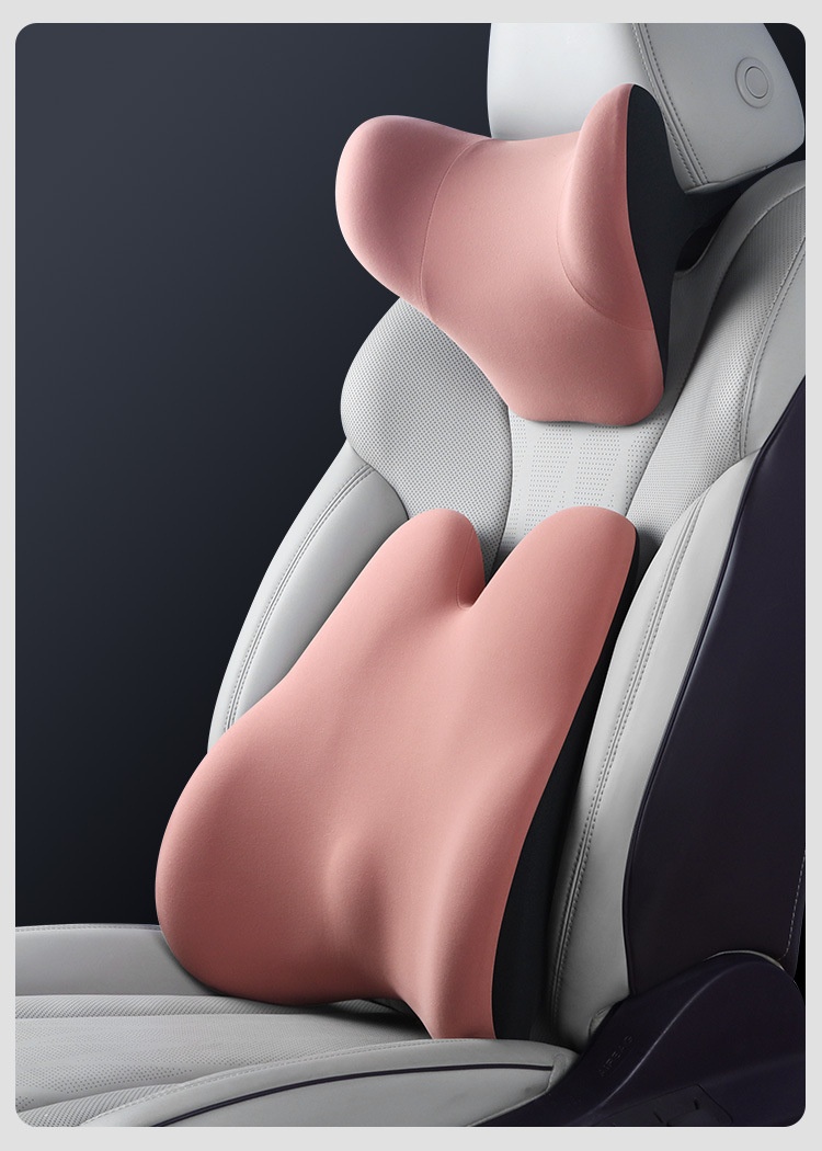 Headrest Neck Lumbar Support Memory Foam Seat Cushion Pillow Car Set_voghion.com
