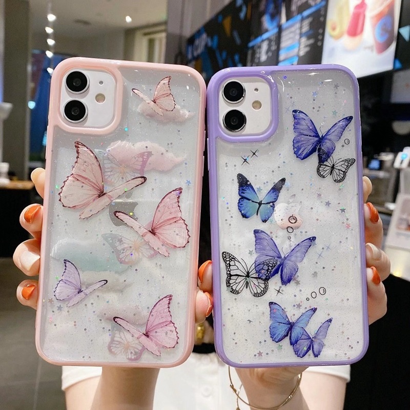 Glitter Resin Suitable IPhone 16, Butterfly Skin-friendly Phone 15 Pro Max, Soft Case For 7/8, Girls' XS_voghion.com