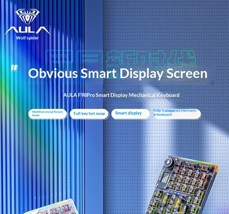 Wolf Spider F98pro, chargeur sans fil Bluetooth à trois modes avec écran, remplaçable à chaud, personnalisable et entièrement transparent_voghion.com