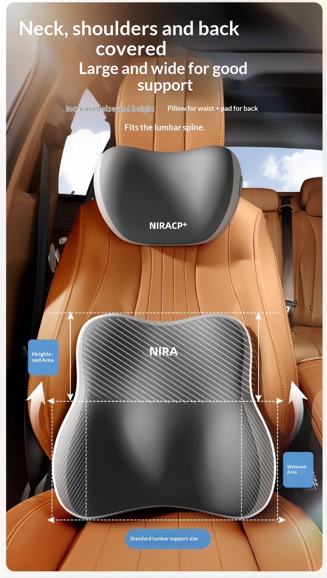 Almofada de apoio lombar para encosto de cabeça e pescoço para carro_voghion.com