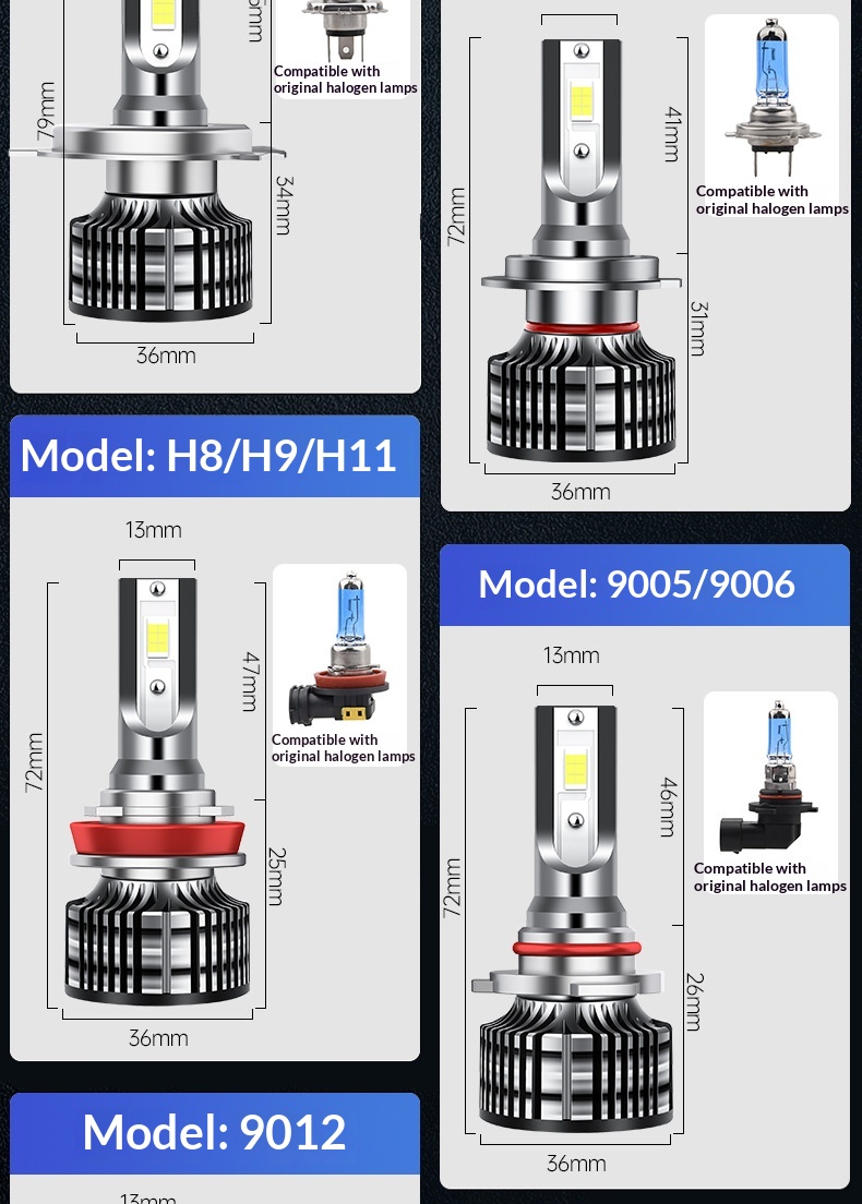 Super Bright Led Car Headlight Bulbs H1 H7 H4 9012 Spotlight_voghion.com
