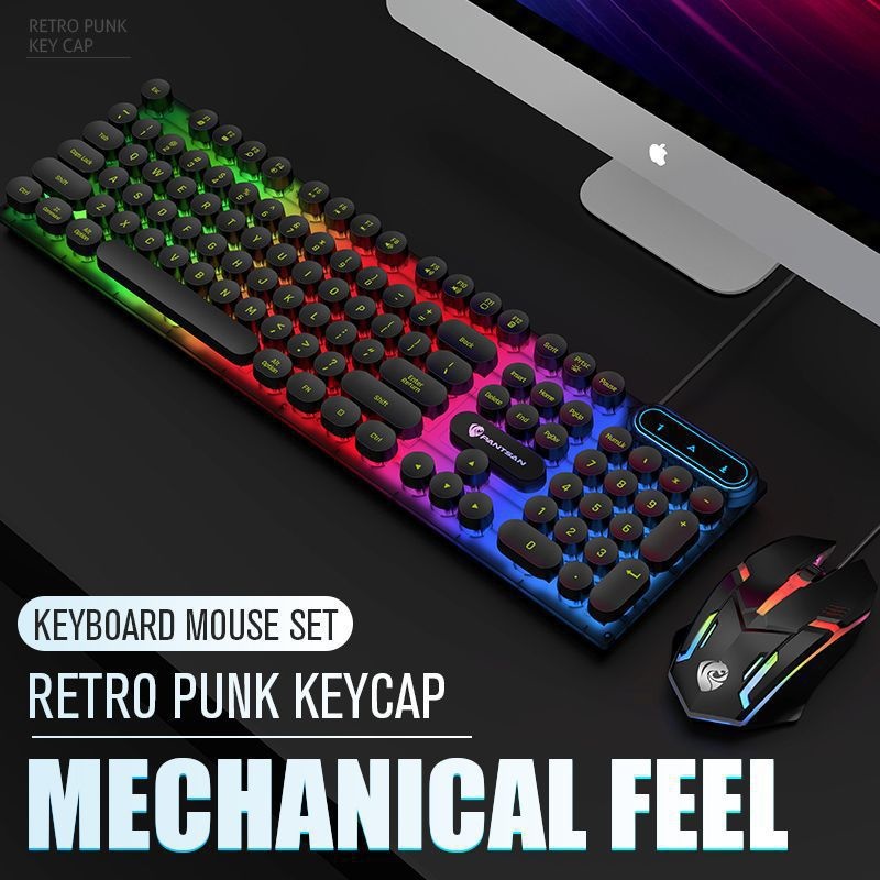 Pansen PT100 Wired Keyboard Set Gaming Office Desktop Laptop E-sports Key Mouse_voghion.com