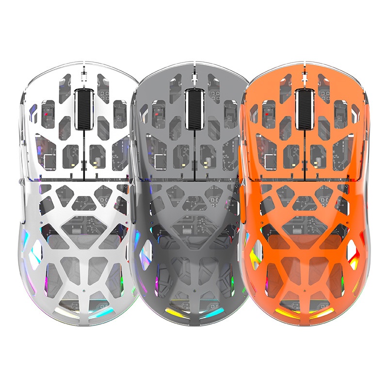 Mouse wireless Bluetooth Viper BM560, tri-mode, trasparente, con illuminazione RGB, 2.4G, ideale per computer, ufficio, gaming ed e-sport._voghion.com