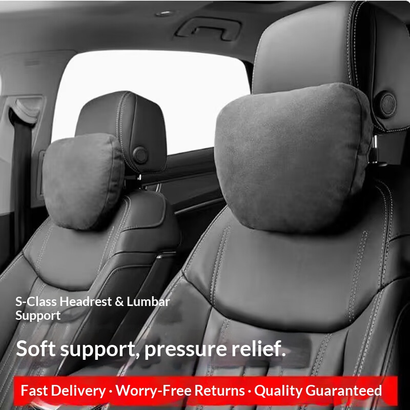 Almofada de assento Classe S, travesseiro de pescoço, apoio lombar para encosto de cabeça de carro_voghion.com