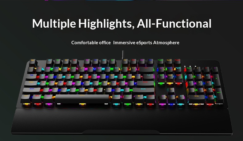 SOREX AK104 Blue Tea Switch Gaming Computer Wired Office RGB Backlit Mechanical Keyboard_voghion.com