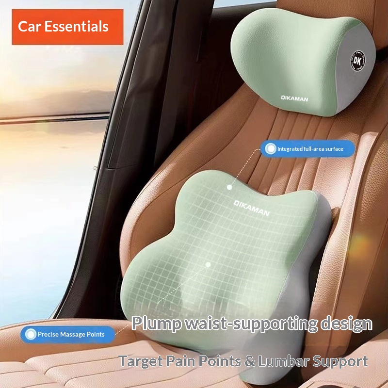 Headrest Lumbar Support Set For Women Colorful Waist Cushion Backrest Driving Essential Seat Car Neck Pillow_voghion.com