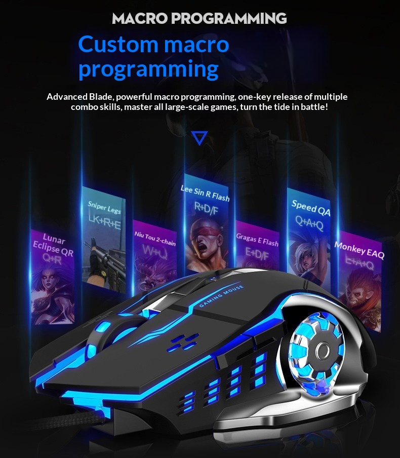 Wired Gaming Mouse With Adjustable Weights For Computer And Laptop_voghion.com