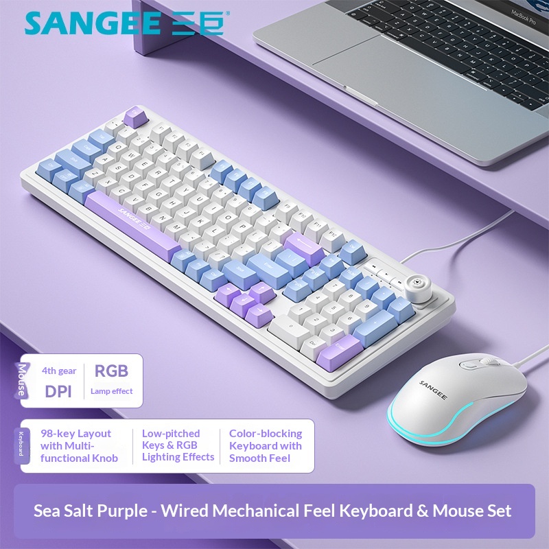Sangee Giants K18 Gaming-Tastatur mit Kabel, dreifarbige Leuchtfunktion, mechanisches Tippgefühl, Desktop-Computerzubehör_voghion.com
