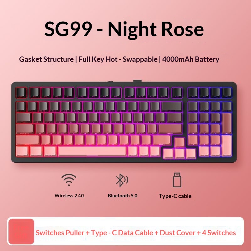 Sanju SG99 Customized Mechanical Keyboard Gasket Structure Full Key Hot-Swappable Wireless Bluetooth Tri-Mode Gaming_voghion.com