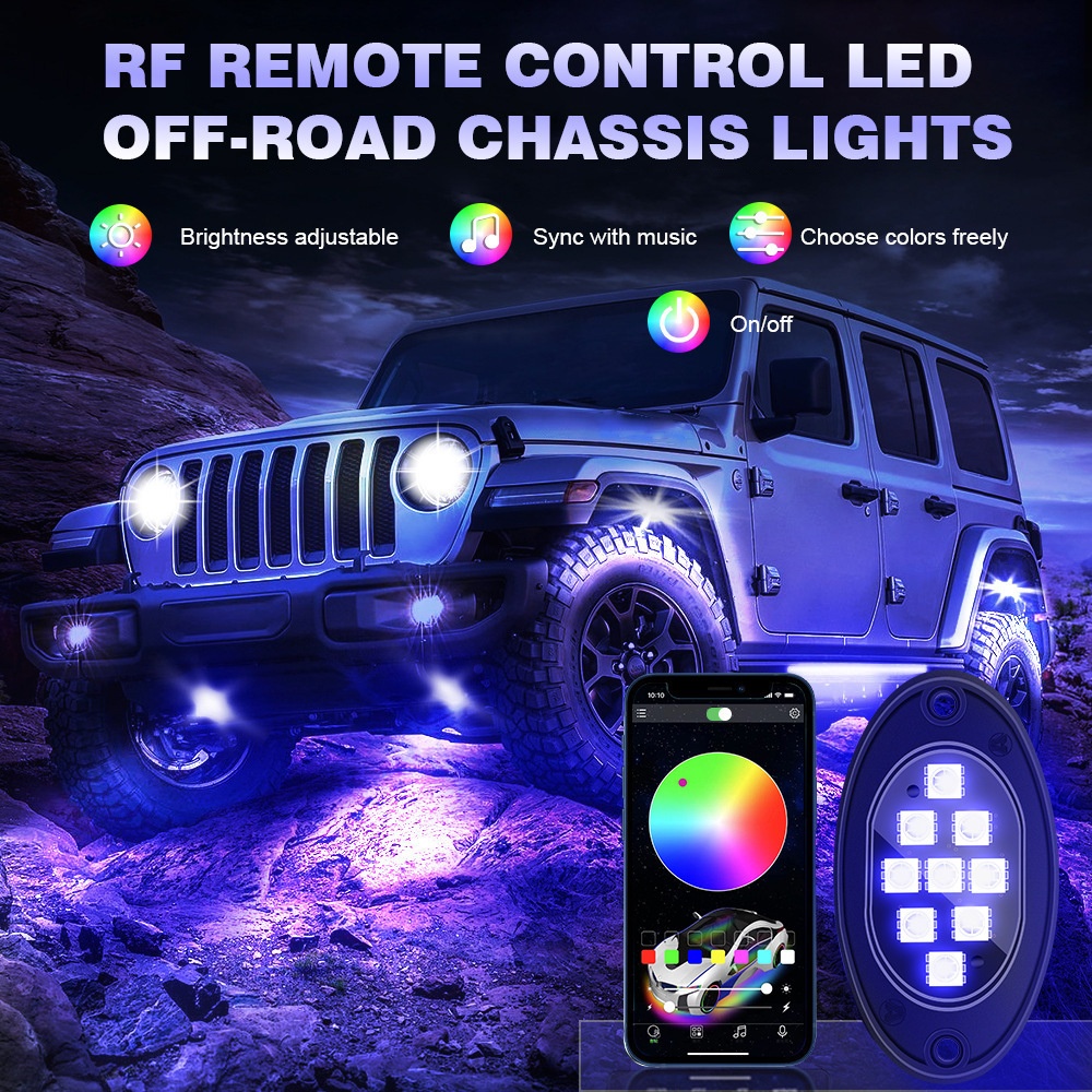 Cross-border Popular Car LED Bluetooth APP Wireless Control Ambient , Off-road Pickup Truck Underbody Modification_voghion.com