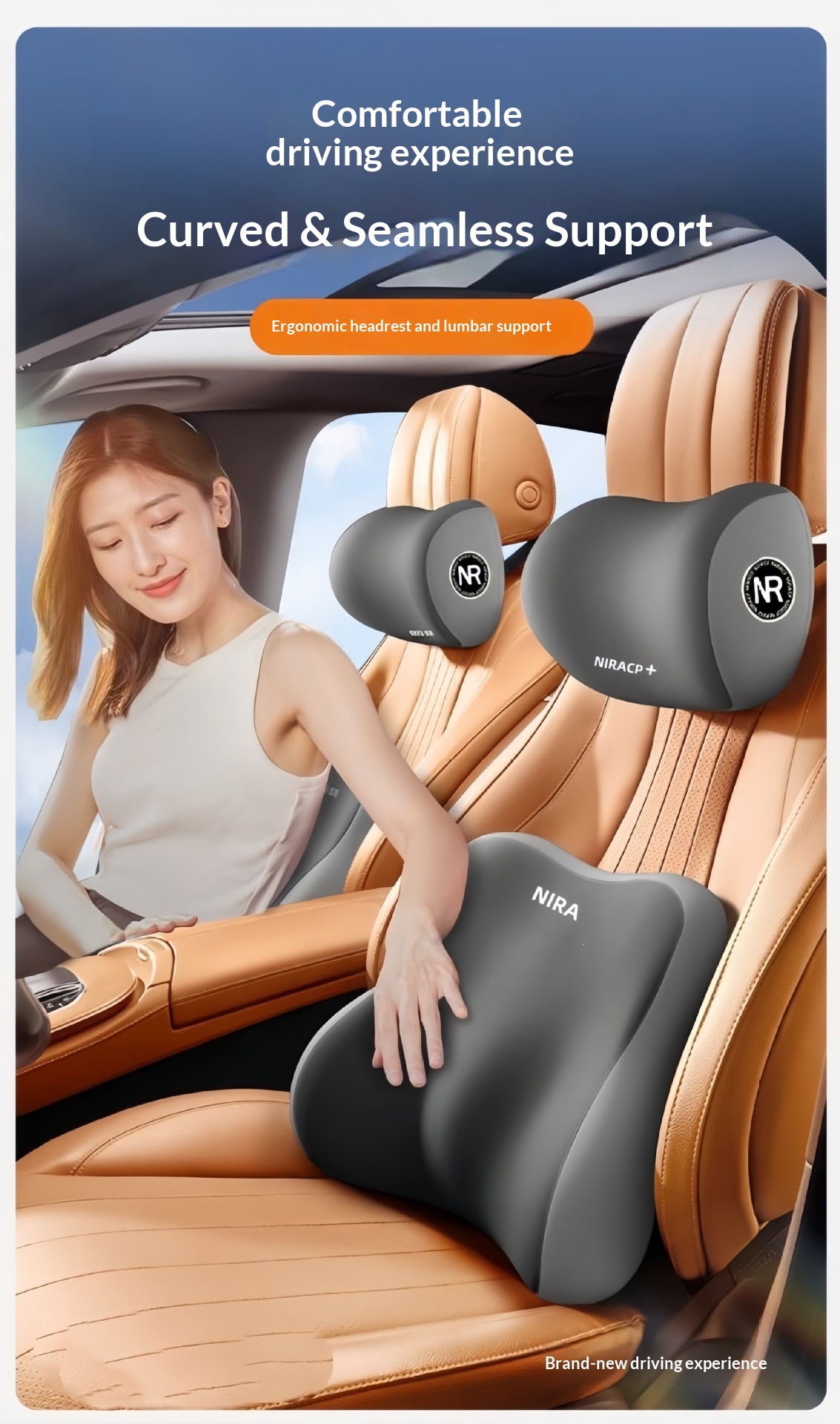 Almofada de apoio lombar para encosto de cabeça e pescoço para carro_voghion.com