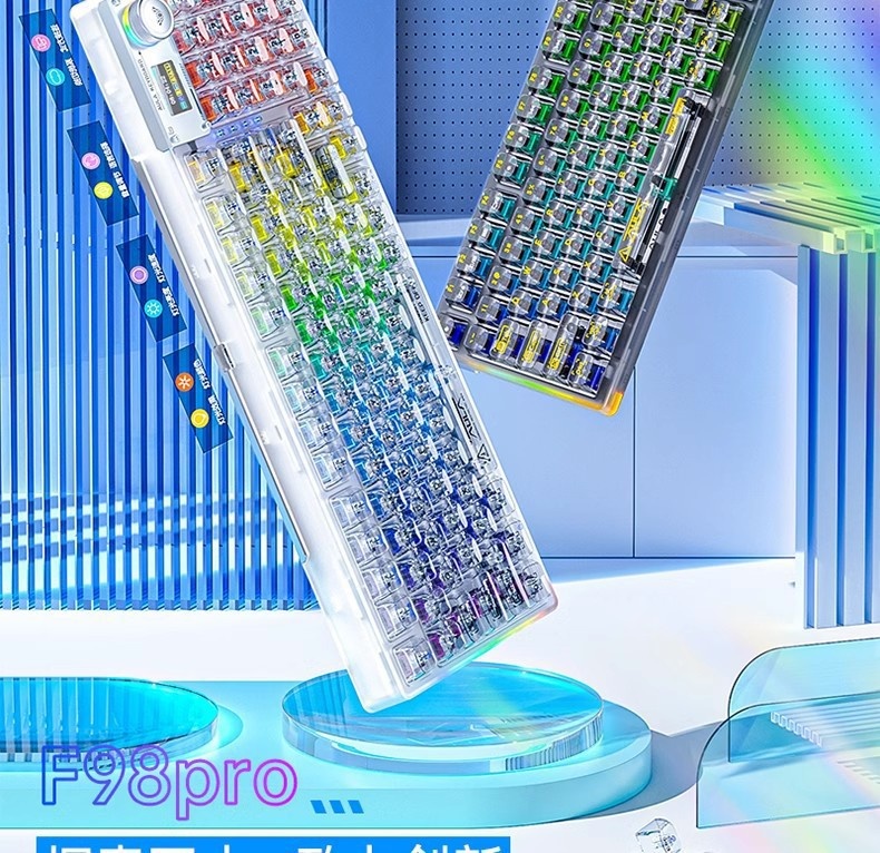 Wolf Spider F98pro, chargeur sans fil Bluetooth à trois modes avec écran, remplaçable à chaud, personnalisable et entièrement transparent_voghion.com